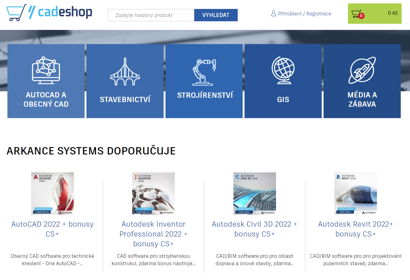 CAD e-shop společnosti Arkance Systems - produkty, služby, e-learning