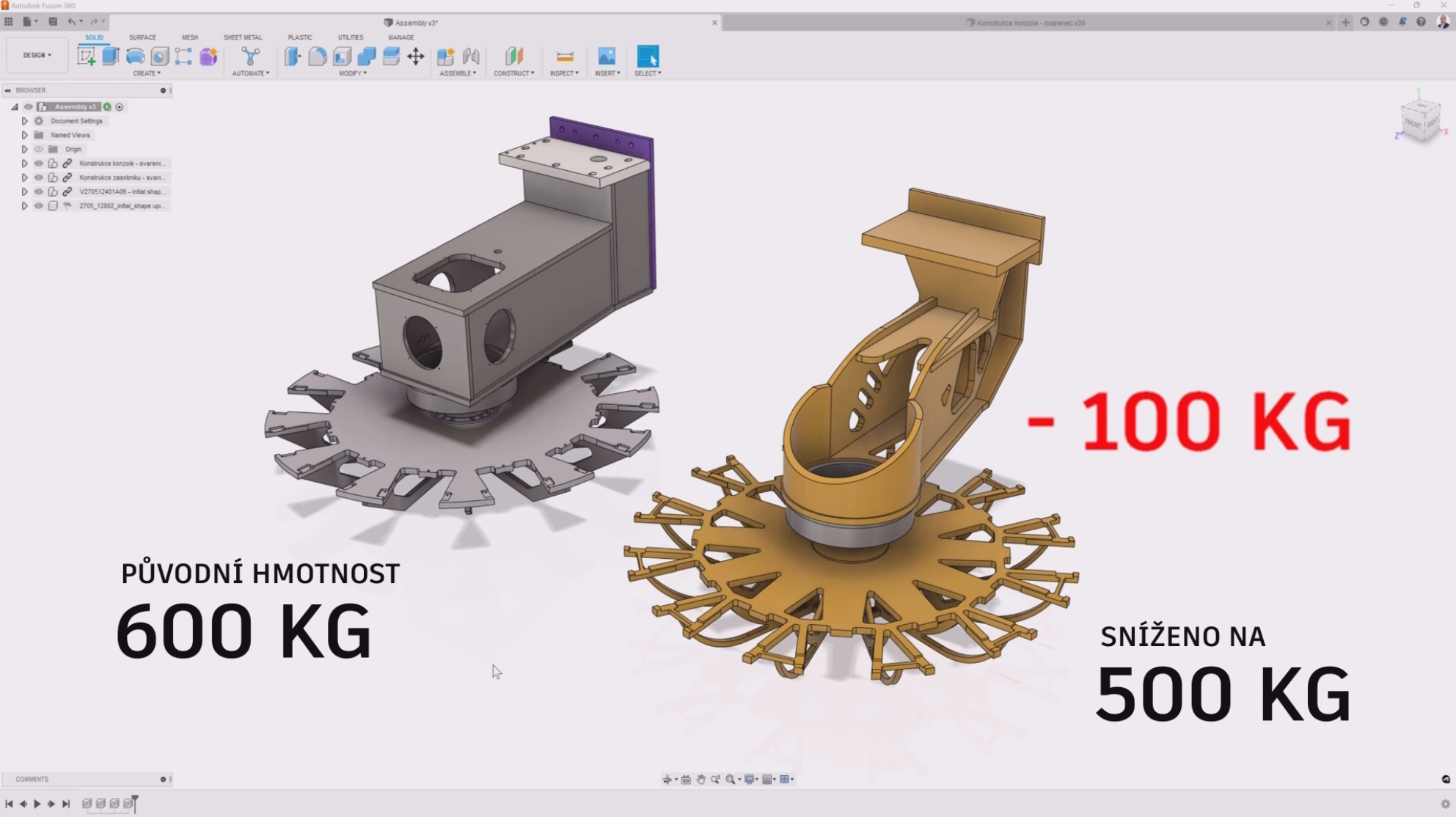 TOSHULIN - generativní design v Autodesk Fusion 360