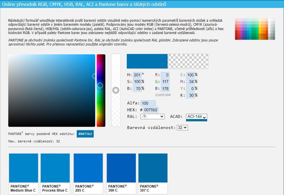 Color Convertor - online převodník barev